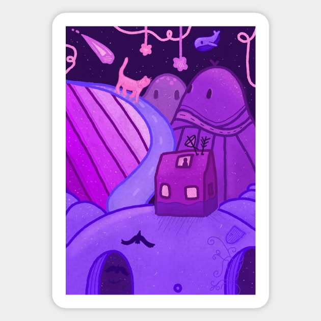 night time little house Sticker by moonlitdoodl